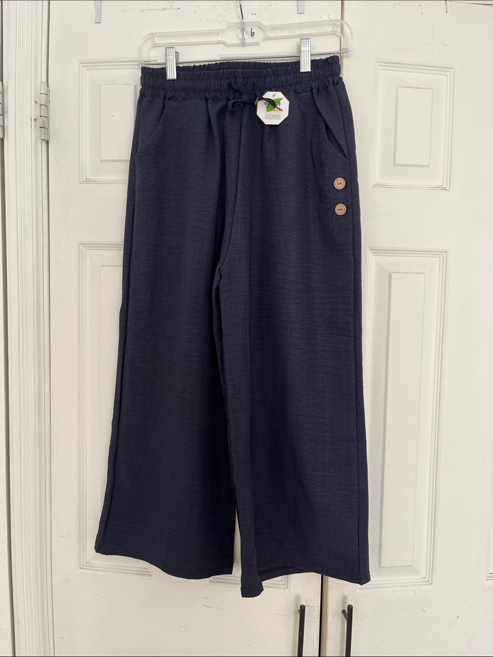 Navy blue cropped wide leg lounge pants